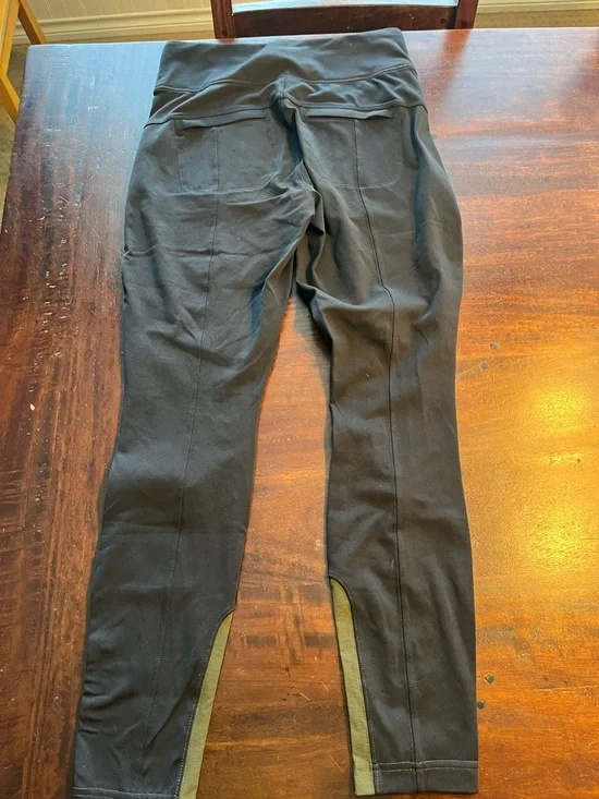 Athleta Olive Green and Black Panel Leggings - Picture 2 of 3